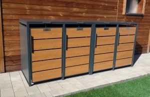 Zabudowa, Obudowa kosza na śmieci 4x240L, STEELMAN złoty dąb High+GRATIS
