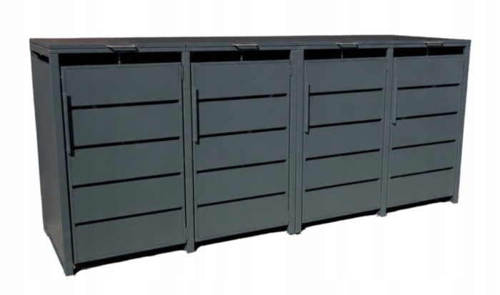 Zabudowa, Obudowa kosza na śmieci 4x240L, STEELMAN antracyt High+GRATIS