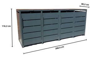 Zabudowa, Obudowa kosza na śmieci 4x240L, STEELMAN antracyt High+GRATIS