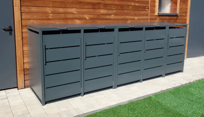 Zabudowa, Obudowa kosza na smieci 5x240L, STEELMAN antracyt High+GRATIS