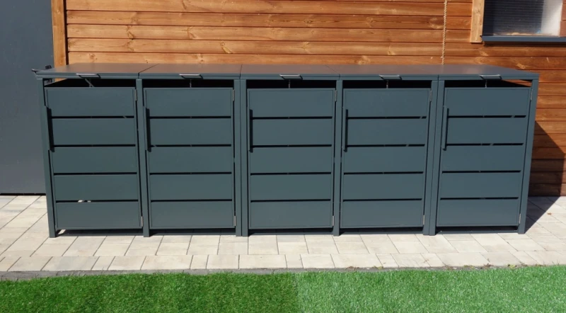 Zabudowa, Obudowa kosza na smieci 5x240L, STEELMAN antracyt High+GRATIS