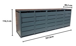 Zabudowa, Obudowa kosza na smieci 5x240L, STEELMAN antracyt High+GRATIS