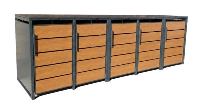 Zabudowa, Obudowa kosza na smieci 5x240L, STEELMAN złoty dąb High+GRATIS