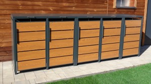 Zabudowa, Obudowa kosza na smieci 5x240L, STEELMAN złoty dąb High+GRATIS