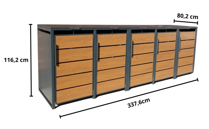 Zabudowa, Obudowa kosza na smieci 5x240L, STEELMAN złoty dąb High+GRATIS