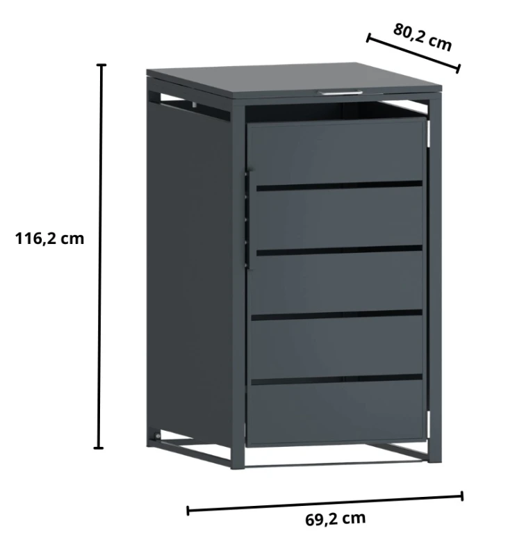 Zabudowa, Obudowa kosza na smieci 240L metalowa, STEELMAN antracyt High
