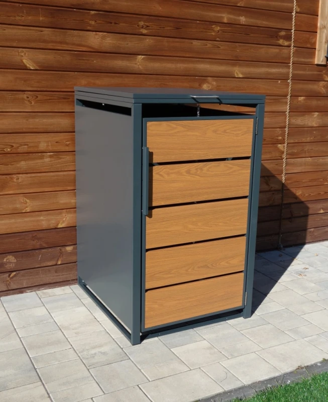 Zabudowa, Obudowa kosza na smieci 240L metalowa, STEELMAN złoty dąb High
