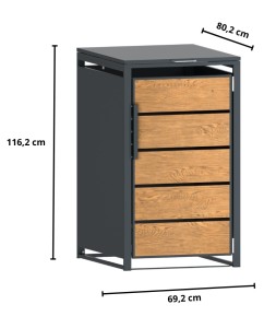 Zabudowa, Obudowa kosza na smieci 240L metalowa, STEELMAN złoty dąb High