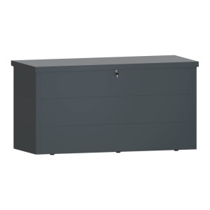 Skrzynia ogrodowa, metalowa, 320L, zamykana, siedzisko STEELMAN antracyt