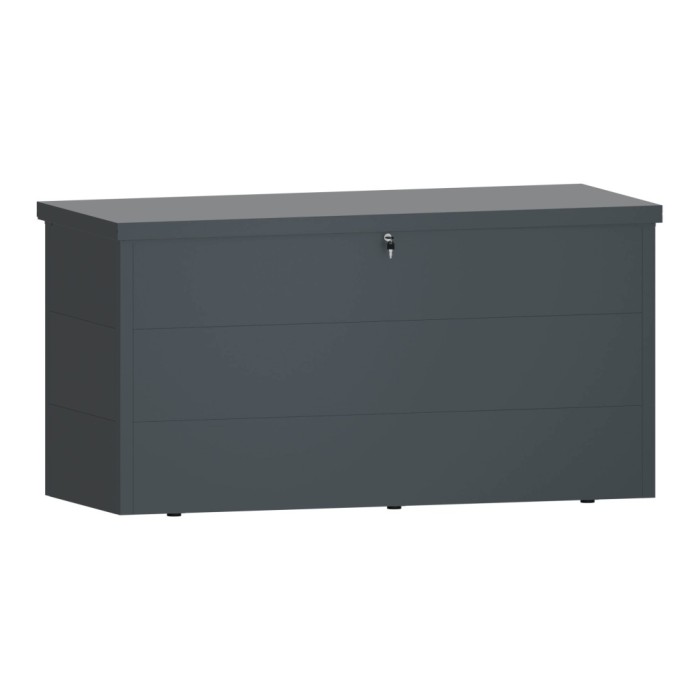Skrzynia ogrodowa, metalowa, 320L, zamykana, siedzisko STEELMAN antracyt