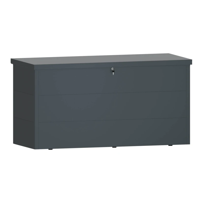 Skrzynia ogrodowa, metalowa, 320L, zamykana, siedzisko STEELMAN antracyt