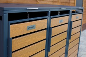 Zabudowa, Obudowa kosza na śmieci 3x240L metalowa STEELMAN złoty dąb+GRATIS