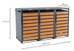 Zabudowa, Obudowa kosza na śmieci 3x240L metalowa STEELMAN złoty dąb+GRATIS