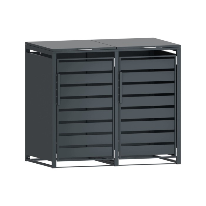 Zabudowa, Obudowa kosza na śmieci 2x240L metalowa STEELMAN antracyt