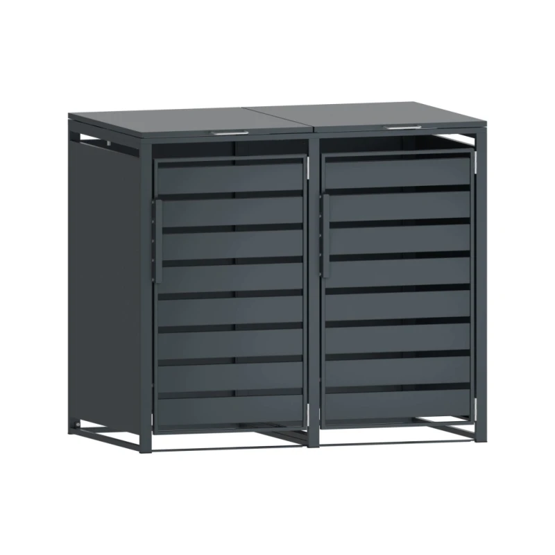 Zabudowa, Obudowa kosza na śmieci 2x240L metalowa STEELMAN antracyt