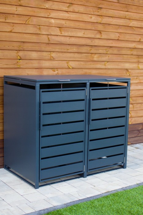 Zabudowa, Obudowa kosza na śmieci 2x240L metalowa STEELMAN antracyt