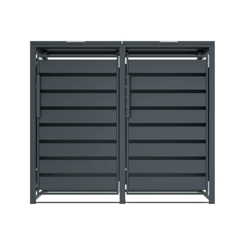 Zabudowa, Obudowa kosza na śmieci 2x240L metalowa STEELMAN antracyt