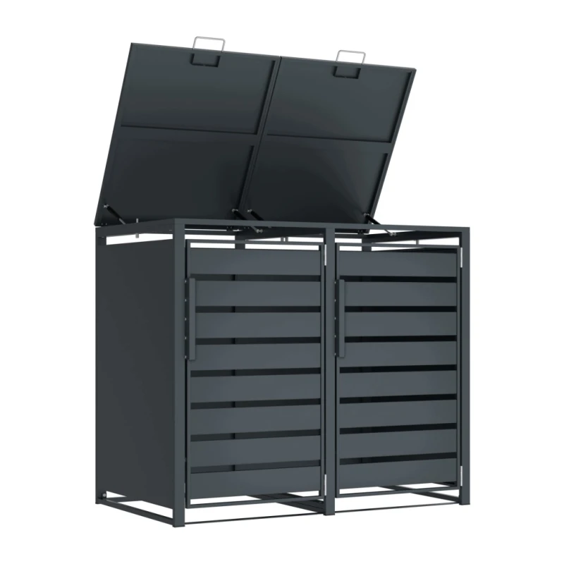 Zabudowa, Obudowa kosza na śmieci 2x240L metalowa STEELMAN antracyt