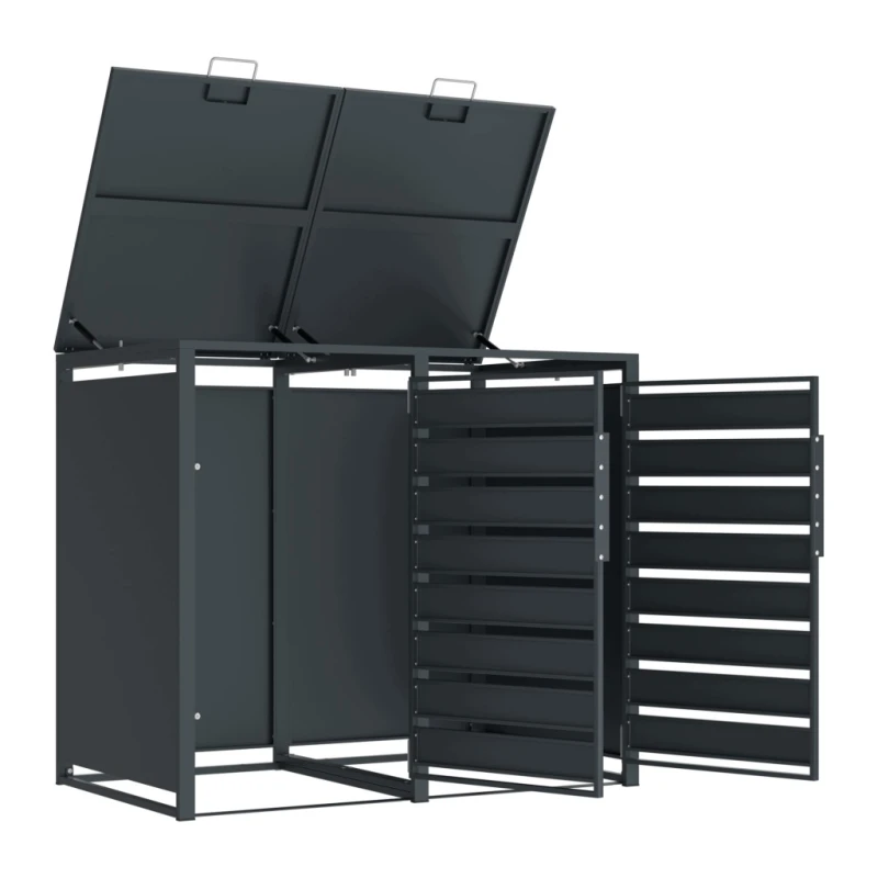 Zabudowa, Obudowa kosza na śmieci 2x240L metalowa STEELMAN antracyt