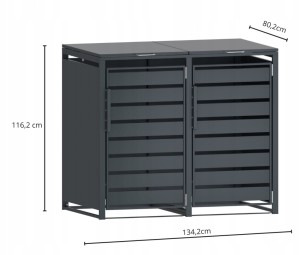 Zabudowa, Obudowa kosza na śmieci 2x240L metalowa STEELMAN antracyt