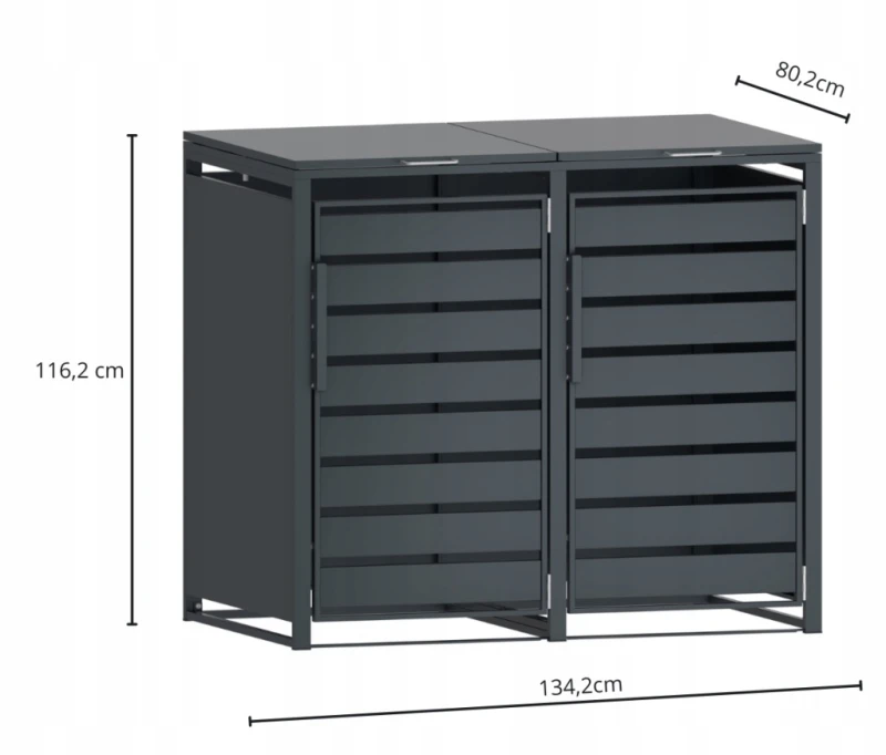Zabudowa, Obudowa kosza na śmieci 2x240L metalowa STEELMAN antracyt