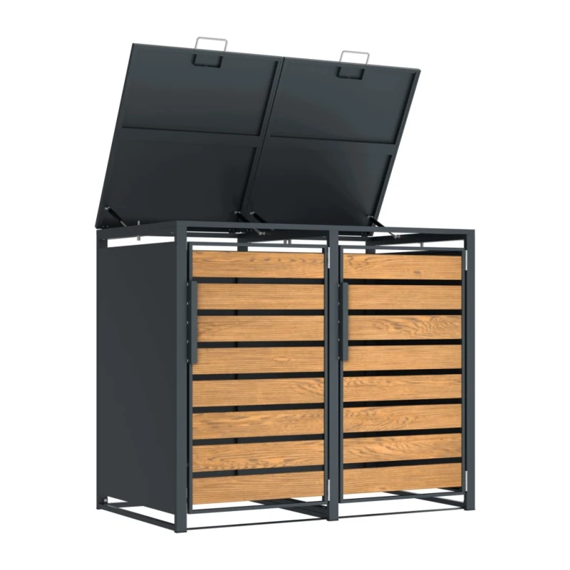 Zabudowa, Obudowa kosza na śmieci 2x240L metalowa STEELMAN złoty dąb