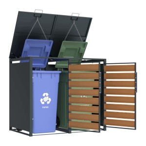 Zabudowa, Obudowa kosza na śmieci 2x240L metalowa STEELMAN złoty dąb