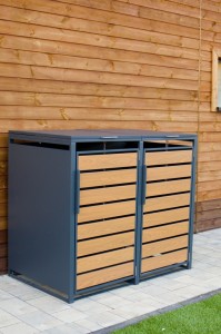 Zabudowa, Obudowa kosza na śmieci 2x240L metalowa STEELMAN złoty dąb