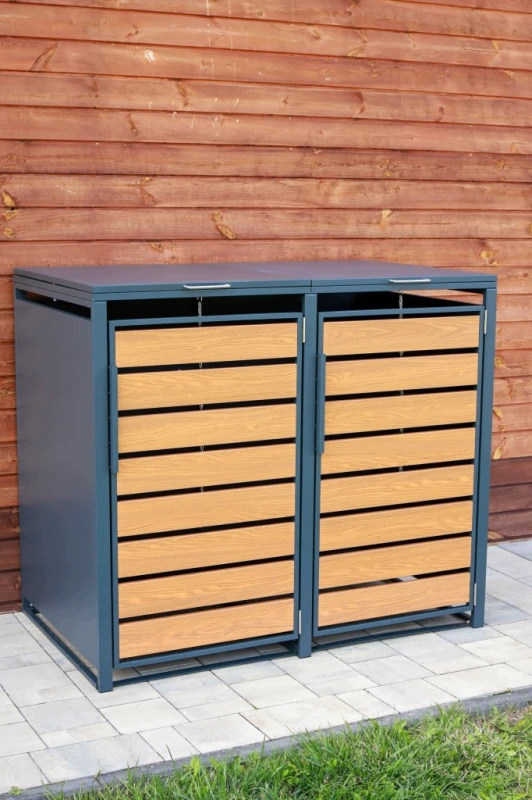 Zabudowa, Obudowa kosza na śmieci 2x240L metalowa STEELMAN złoty dąb
