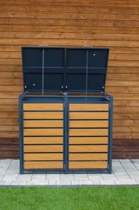 Zabudowa, Obudowa kosza na śmieci 2x240L metalowa STEELMAN złoty dąb