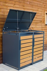 Zabudowa, Obudowa kosza na śmieci 2x240L metalowa STEELMAN złoty dąb