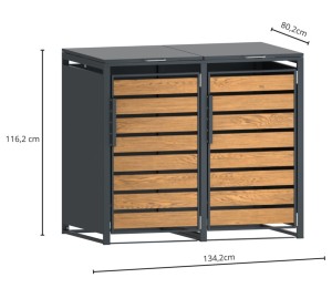 Zabudowa, Obudowa kosza na śmieci 2x240L metalowa STEELMAN złoty dąb