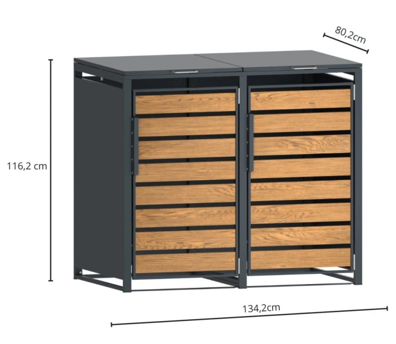 Zabudowa, Obudowa kosza na śmieci 2x240L metalowa STEELMAN złoty dąb